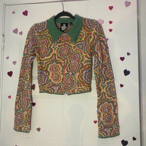 The ragged priest flower hippie cropped zip up